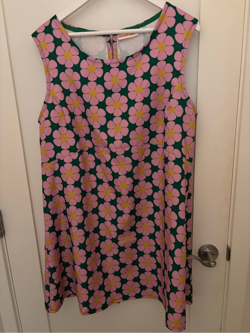 Sleeveless Floral Tank Dress in Green & Pink